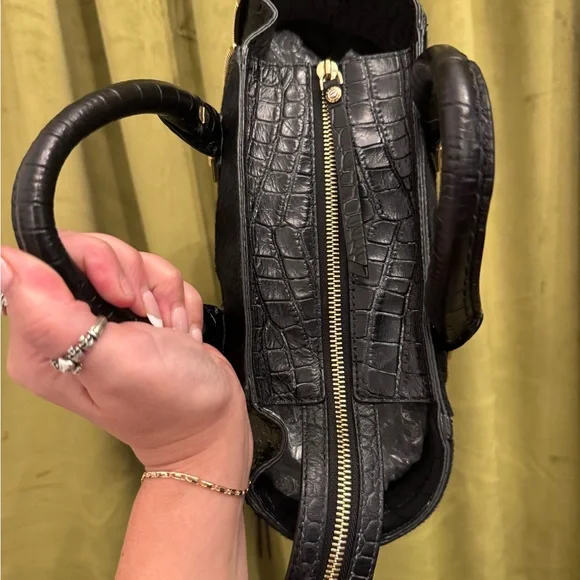 Henri Bendel Pony Hair Zipper & Croc Embossed Crossbody Handbag - Picture 4 of 10